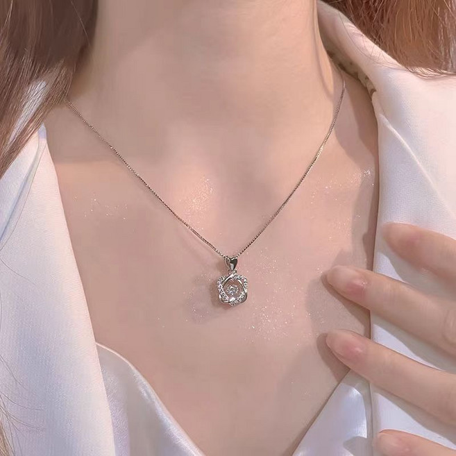 NXNA S925 더블 하트 펜던트 목걸이 여 GRA인증서 Excellent 등급 Moisanite 5A 큐빅 고급스러움 샤이닝 하트 펜던트 목걸이 선물용 CS-XL003