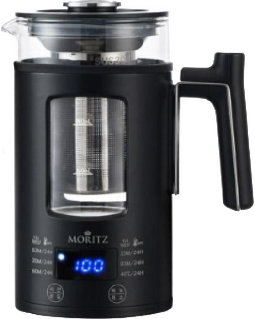 모리츠 미니 듀얼 글라스 보온 티마스터 티포트 블랙, 600Ml Mep-1360Umb