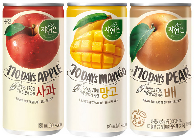 마셔몰 자연은 망고+ 사과+ 배 주스 3가지맛, 30개, 180ml