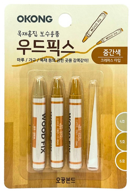 오공 찍힘 나무바닥 강화마루보수 크레용 DIY 거실, 중간색 1세트, 1개