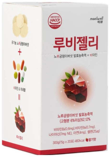 매일웰 루비젤리 딸기맛 노루궁뎅이버섯과 비타민의 만남, 15g, 20개 - 쿠팡