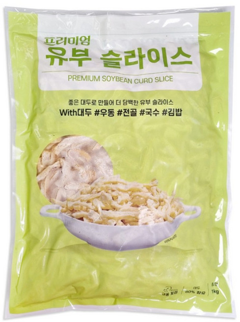 냉동 유부슬라이스 1kg 유부채 김밥 우동 고명, 5개