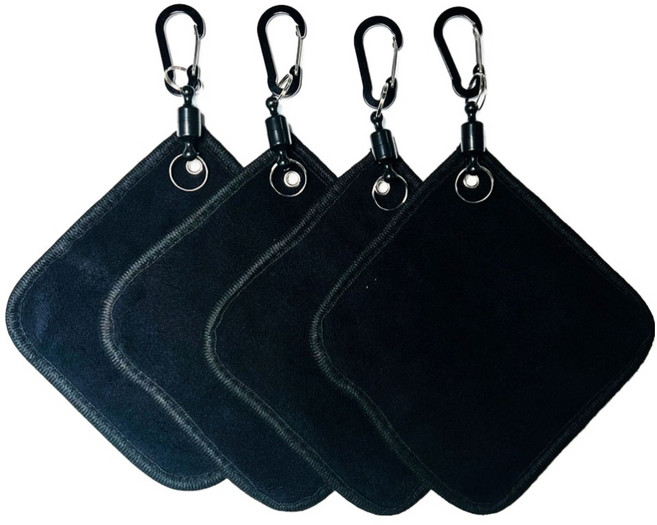 골프 볼 자석 타올 홀더 극세사 공 수건 스포츠 도톰타월, 4개, 블랙