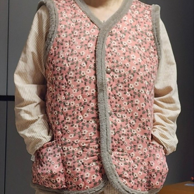 무무 고급 할머니선물 할머니조끼 꽃무늬조끼 촌캉스룩