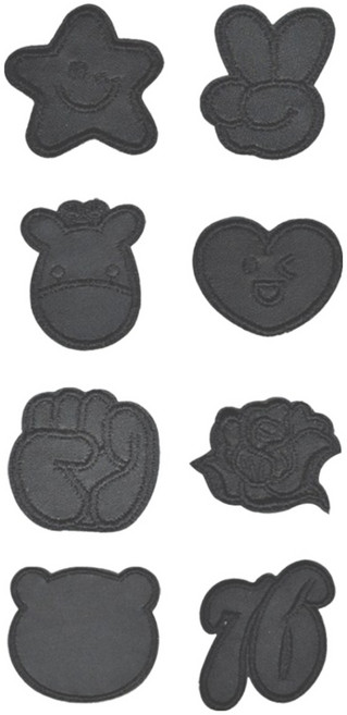 디심플 옷 패딩 수선 패치 스티커 8종 세트, 1개, 블랙 1세트