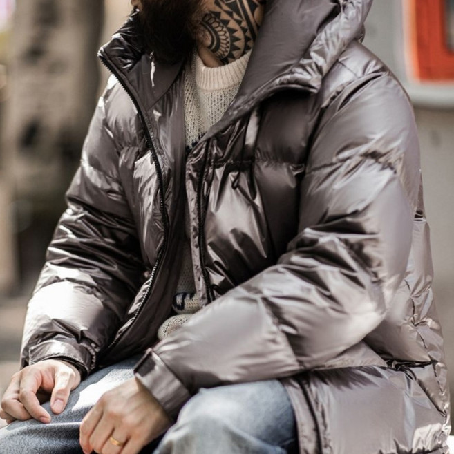 남자 패딩 아메리칸 퍼플 실버 90 덕다운 도톰하고 따뜻한 하이넥 후드야상 겨울 Winter Down Jacket FXTS2401313