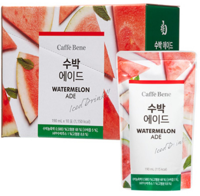 카페베네 수박에이드, 190ml, 10개