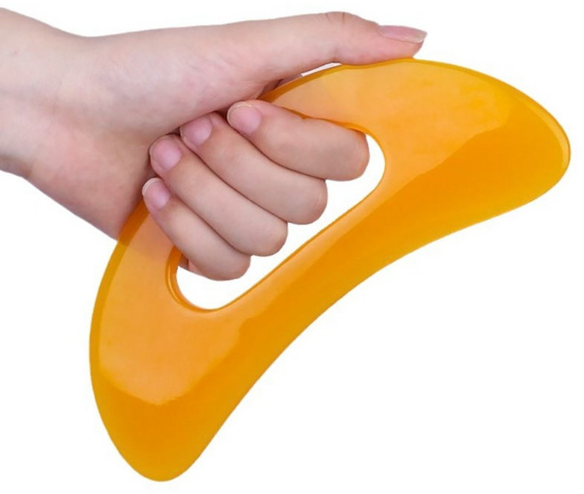 아임봄 대형 손잡이형 수지 괄사 마사지기 목 어깨 승모근 뭉침 풀기용, 엠버오렌지, 1개