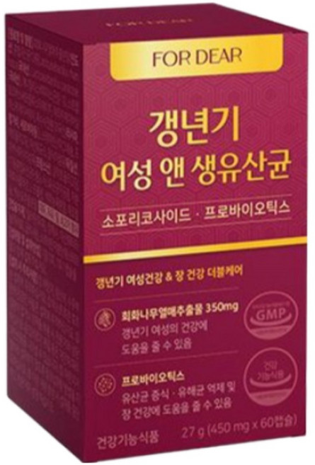 갱년기유산균 yt1 식약청 인증 갱년기 여성앤 생유산균 세트상품[선택:옵션1/옵션2], 60정, 6개