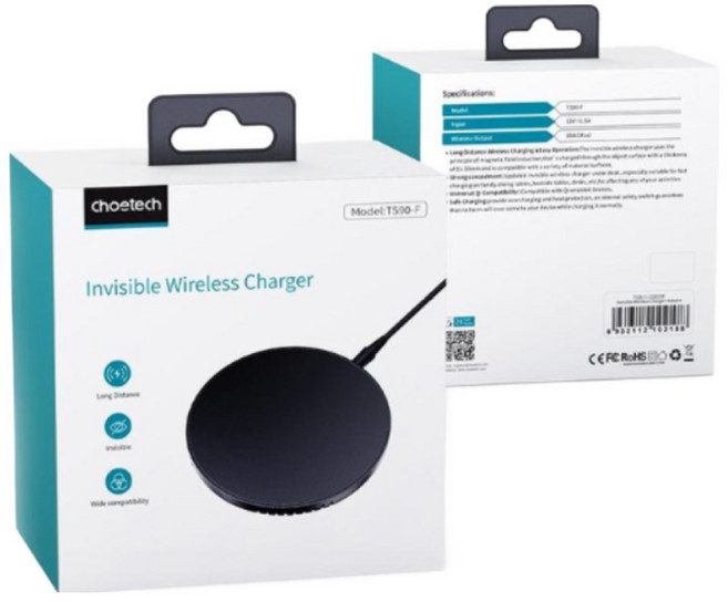 초텍 10W 데스크탑 원격 무선 충전기, 블랙, 1개