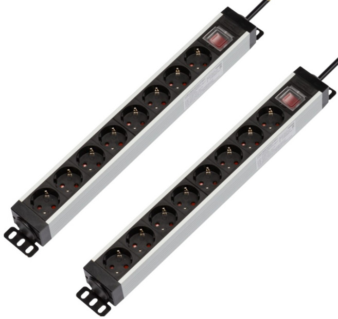 1+1 파워존 고용량 알루미늄 8구멀티탭 과부하차단 통합스위치 서버탭 1.5m 3m 5m, 8구3M, 메탈 실버 * 2개