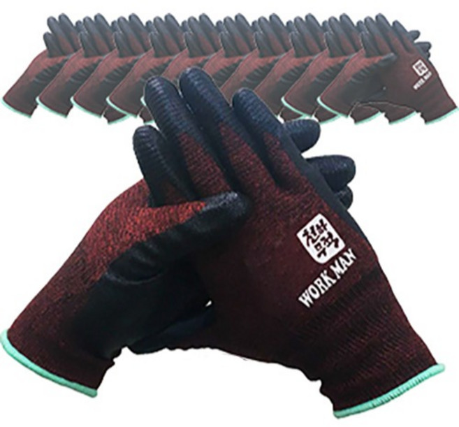 천하무적 승리 U3워크맨 장갑, 10개, 천하무적  U3워크맨-와인 M