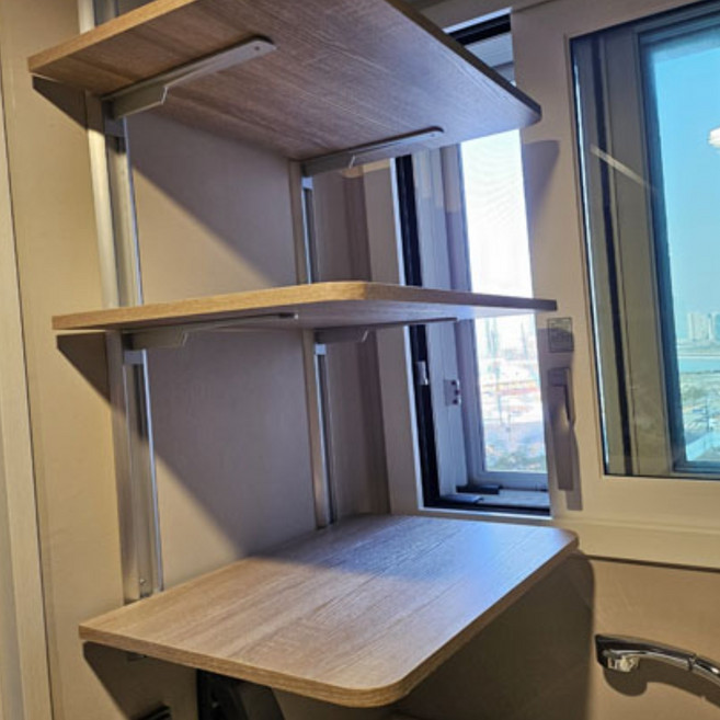 시스템벽선반3단(알루미늄기둥)높이100cm, 오크(우드)