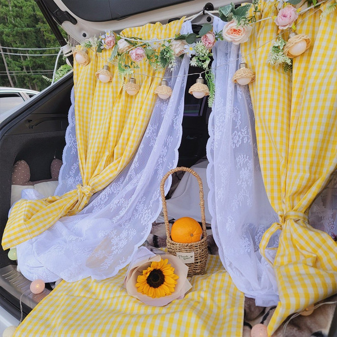 에이원데코 차량용 캠핑 차박커튼 트렁크커튼 가리개커튼 23종, 18.씨엘옐로우, 1세트