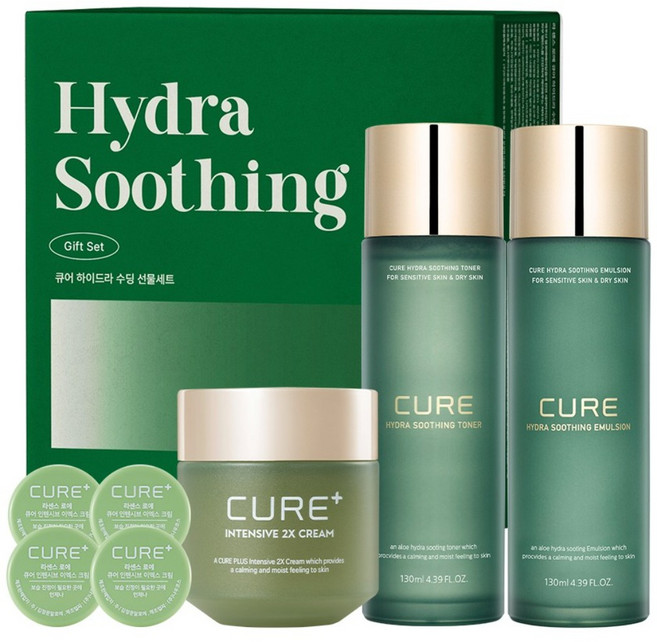 김정문알로에 큐어 하이드라 수딩 선물세트 기초케어 토너 2x크림 에멀전, 1세트