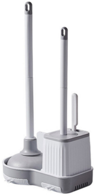 투데이리빙 3종 세트 압축 뚫어뻥 + 변기 청소솔 초강력 막힌 뚫리는 변기용 화장실 틈새 청소 브러시 욕실 청소용 변기솔 틈새솔, R98238G, 그레이, 1세트