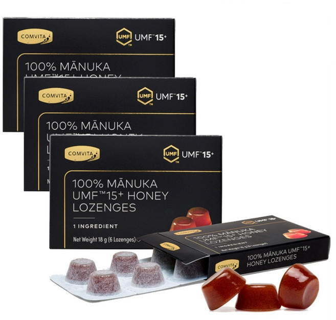 [본사정품] 콤비타 UMF15+ 마누카허니 퓨어 로젠지 100% 마누카 꿀캔디, 3박스, 18g