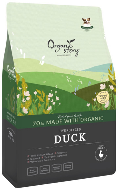 오가닉스토리 하이포알러제닉 가수분해 강아지 눈물 사료 오리고기 2.4kg, 1개, 가수분해 오리