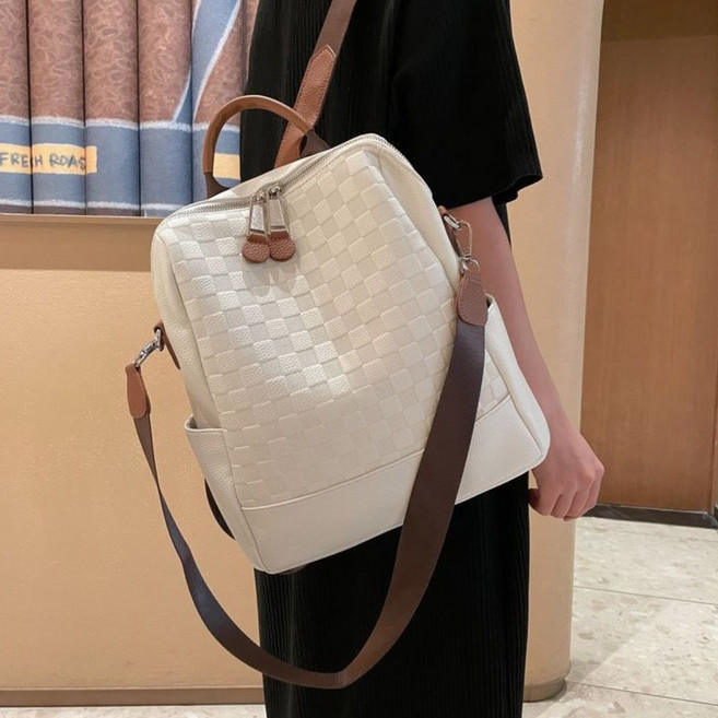 미녹지구 여성 소가죽 백팩 패션 여행 가벼운 데일리 대학생 숄더백 겸용