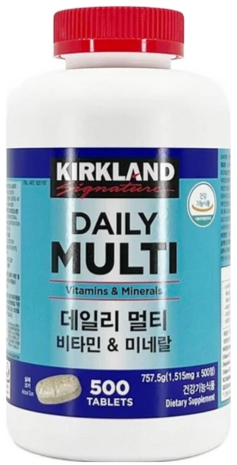 커클랜드 데일리 멀티 비타민 & 미네랄 종합영양제 대용량, 500정, 1박스 - 쿠팡