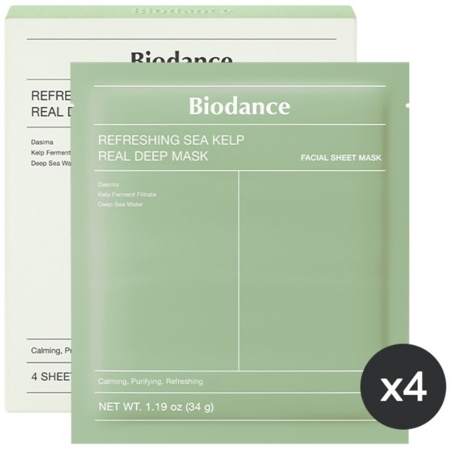바이오던스 리프레싱 씨 켈프 리얼 딥 마스크, 4개입, 1개