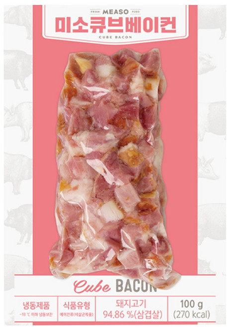 [미소] 큐브 베이컨 100g, 10개