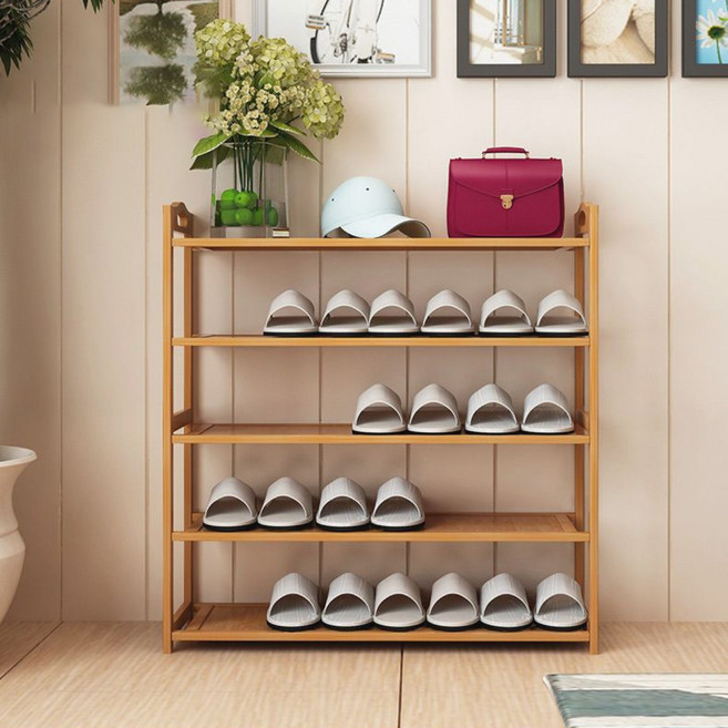 FOOI 예쁜 원목 대나무 신발장 좁은현관 신발정리대 고퀄리티, 1개, 네츄럴 브라운