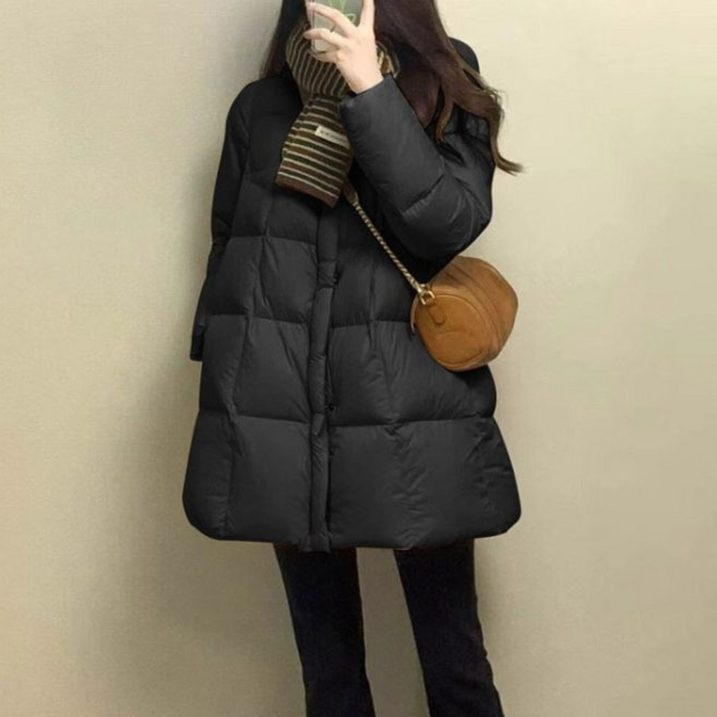 ZAJA 여성 패딩 점퍼 겨울 루즈핏 따뜻한 패션 미디 패딩