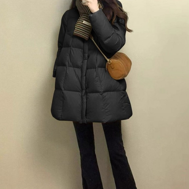 ZAJA 여성 패딩 점퍼 겨울 루즈핏 따뜻한 패션 미디 패딩