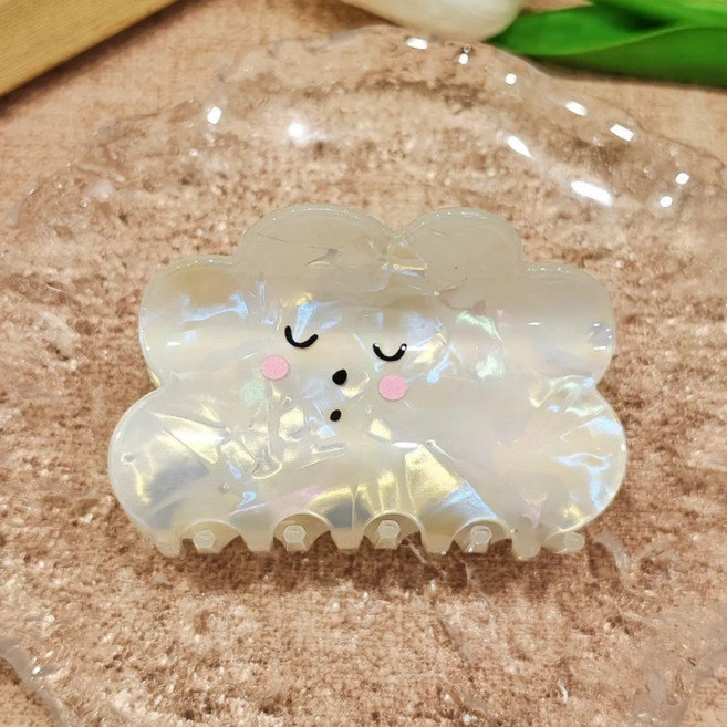 COCOMONSTER 셀롤로오스 귀여운 날씨 올림머리 헤어 집게핀 반머리 집게핀 8cm