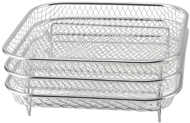 Ryusei 에어프라이어 스텐 채반 접시 다용도 원형 사각형 메쉬 튀김 거름망 그릴 가정용 타공 바구니 JHC144, 3개, 은색