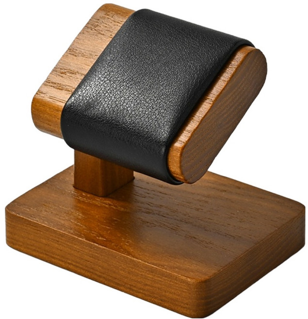 시계 거치대 견고한 원목 시계 홀더 스탠드 시계 디스플레이 스탠드 베이스 시계 목걸이 팔찌 정리 랙 팔찌 스크런치 헤드밴드 쇼케이스 스탠드 손목시계 진열대 인스타 사진 촬영용, SM21403블랙(PU 가죽), 1개