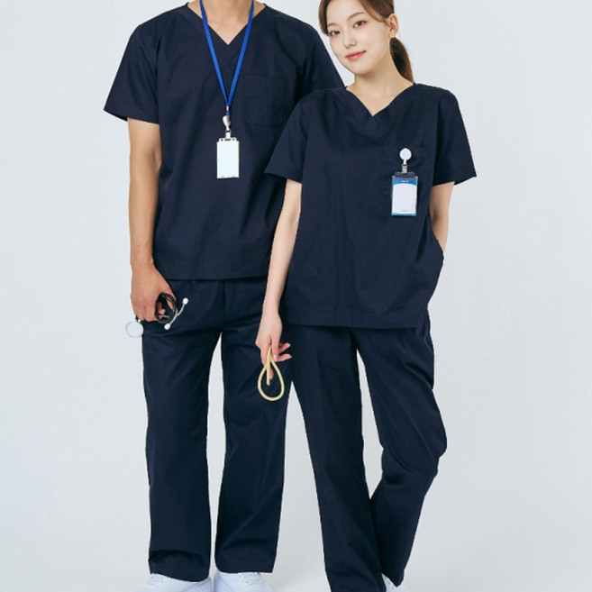 V넥 쿨스판 베이직 스크럽 세트 네이비(IT-101W/M-1) 의사가운 약사가운 간호사복 간호복 수술복 간호사유니폼 병원가운 대학생 실습용가운 실험복 스크럽복 병원유니폼