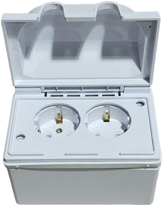 일신전기 방우 가로 2구 콘센트 세트(콘센트+PVC노출박스+이도피스), 1개