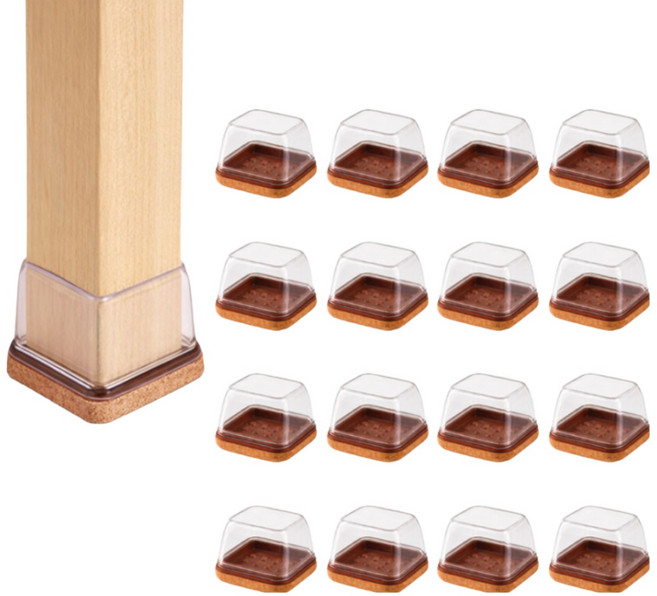 리플랜 미끄럼방지 의자 발커버, 16개, 브라운