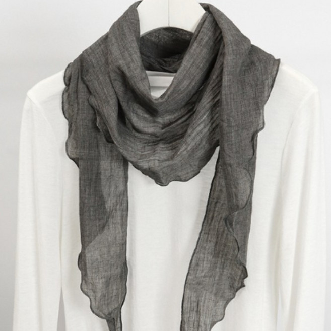 빅사이즈 국산 피그먼트 무지 면 삼각 간절기 스카프 단색 롱 머플러 목도리