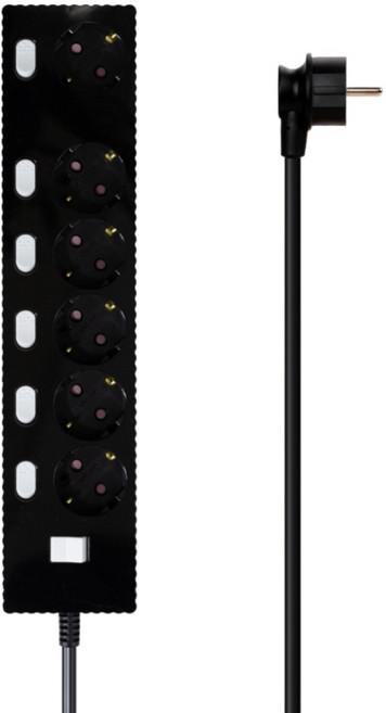 파워존 자동소화 4000W 고용량 웨이브 개별스위치 과부하차단 6구 멀티탭 50cm 1.5m 3m 5m 7m, 자동소화 개별스위치 6구 3m 블랙, 1개