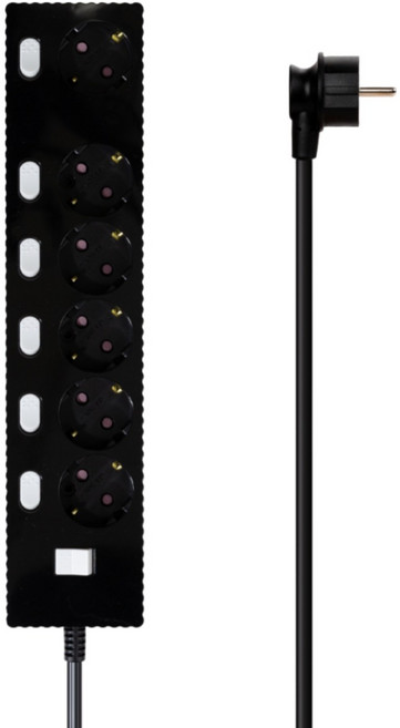 파워존 자동소화 4000W 고용량 웨이브 개별스위치 과부하차단 6구 멀티탭 50cm 1.5m 3m 5m 7m, 자동소화 개별스위치 6구 1.5m 블랙, 1개