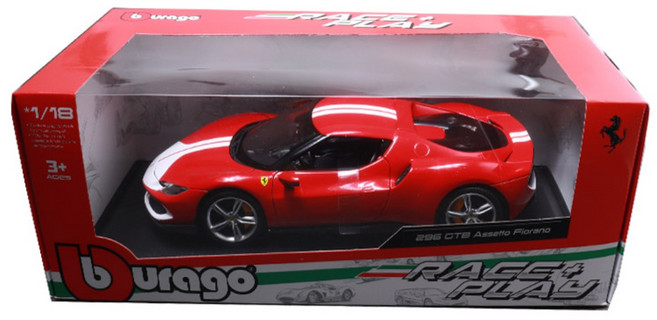 브라고 1:18 페라리모형차 296 GTB 레드 자동차다이캐스트 피규어 모형, 1개