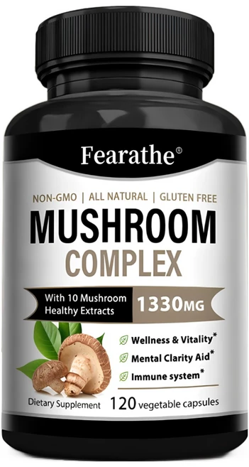 버섯복합보충제 -10가지 버섯 노루궁뎅이버섯 영지버섯 표고버섯 캡슐 - 지능보충제로 기억력과 집중력 스트레스 해소, 1개, 60정 - 쿠팡