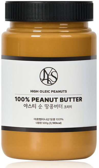 야스티 순 땅콩버터 크리미 100% 무첨가, 500g, 1개