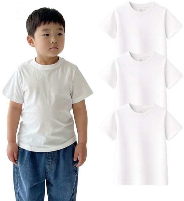 탑텐키즈 무지 반팔 면티 주니어 키즈 옷 Topten 기본티 3PACK
