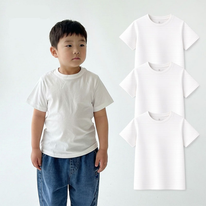 탑텐키즈 무지 반팔 면티 주니어 키즈 옷 Topten 기본티 3PACK
