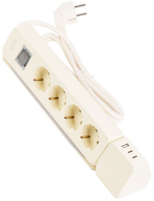 지클릭커 멀티마스터 롤플러스 고용량 4000W C타입 USB 멀티탭 4구 NB70PD, 크림베이지, 1개, 1.5m