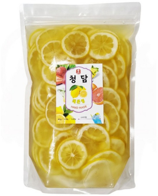 청담 수제청 레몬 과즙많이 레몬청 2Kg 대용량 홈카페 레몬에이드 레몬차, 2개, 1개입