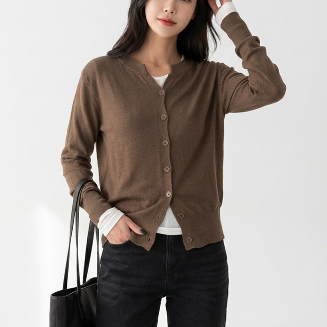 르벨 캐시미어 여성 가디건 니트가디건 봄 여름 간절기 루즈핏 레이어드