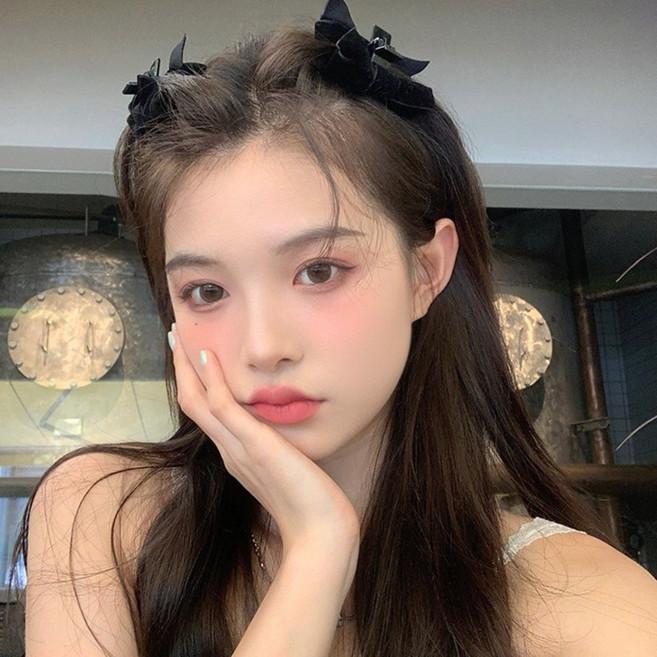 미다미 메리 벨벳 리본 미니집게핀(블랙)