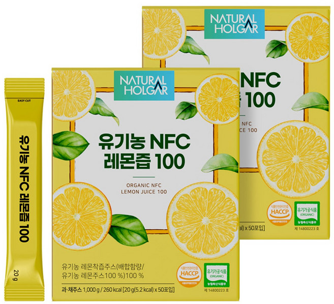 네츄럴올가 유기농 NFC 레몬즙 100 대용량, 20g, 100개