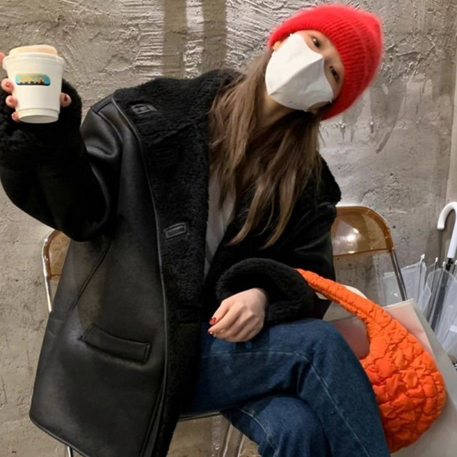 t&bm 여성 무스탕자켓 + 머플러 세트