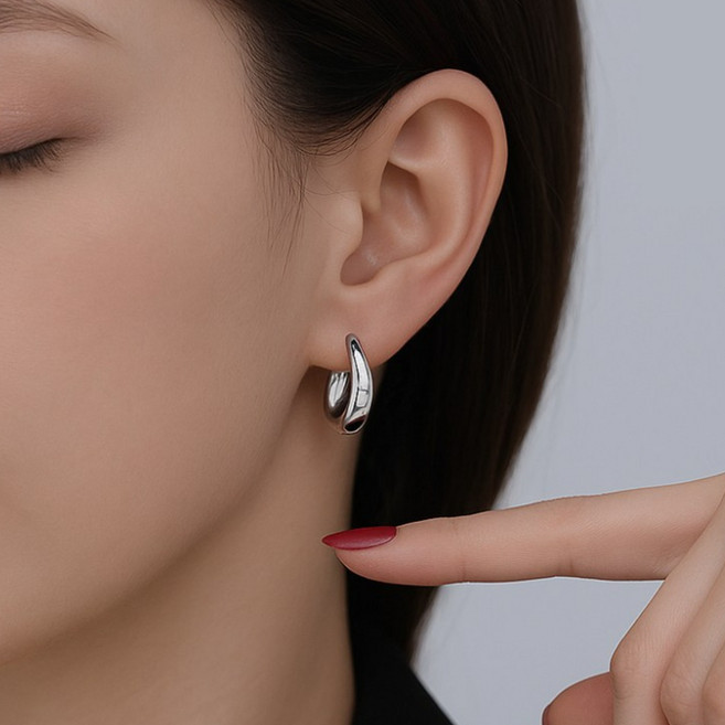 원오브나인 실버 은침 데일리 원터치 귀걸이